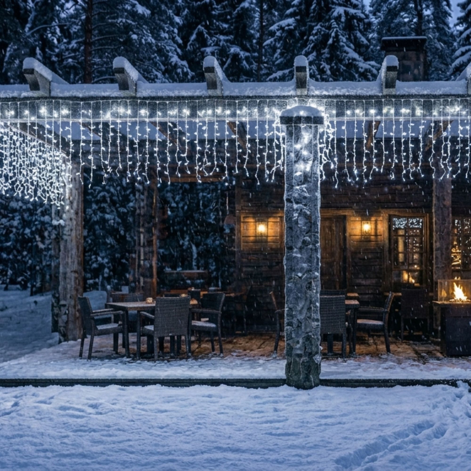 CASCADA LED NAVIDEÑA 20 METROS 1000F BLANCO FRIO TRASPARENTE